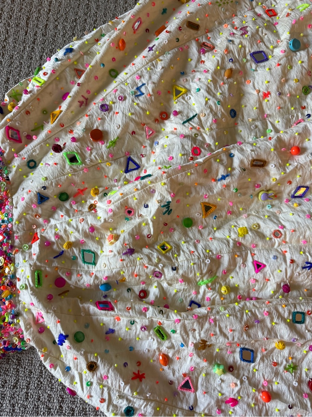 Anthropologie the outfit artisan White Midi Dress with Multicolor Embellishments - Picture 4 of 6